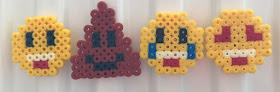 Hama bead emoji magnets on the radiator