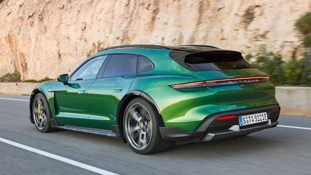 Exterior and interior details of the 2022 Porsche Taycan Cross