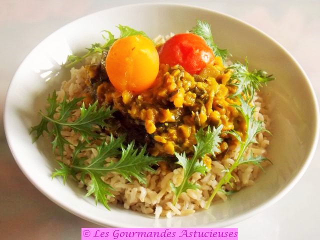 Dahl lentilles corail tomates Noël (Vegan)