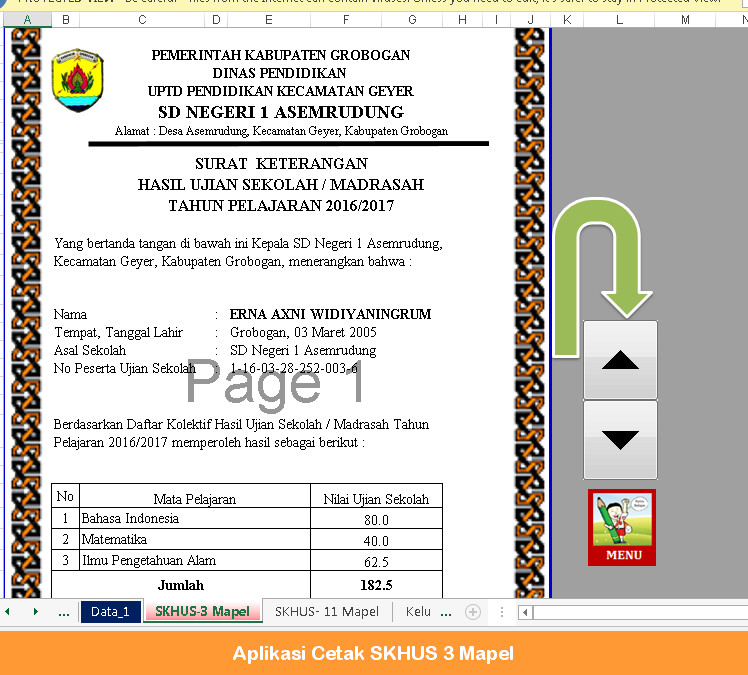 Aplikasi Cetak SKHUS 3 Mapel