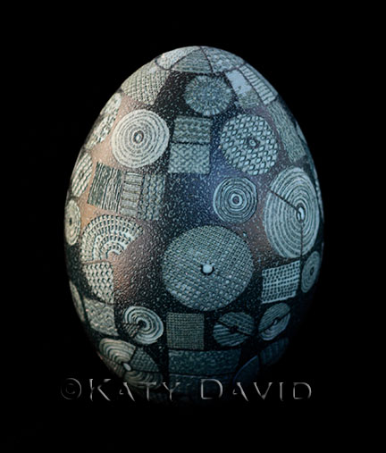 ©Katy David "Altitude" Acid etched emu eggshell