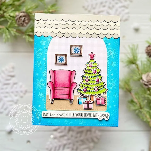 Sunny Studio Stamps: Cozy Christmas Holiday Card by Gladys Marcelino (featuring Stitched Arch Dies)