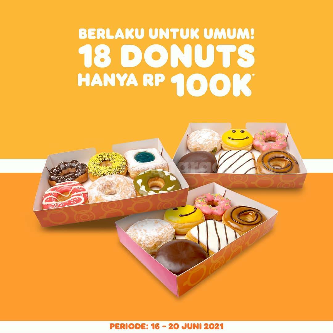 Promo Dunkin Donuts 16 - 20 Juni 2021 - Beli 18 donat hanya Rp 100.000
