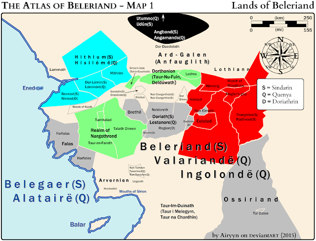 A clear map of kingdoms appearing in the Silmarillion