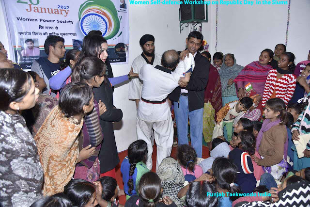 Republic Day Women Self-defence Workshop, Session, Training, Classes, Clubs, Academy, Schools, Associaiton, Federation, TFI, Fitness, Confidence, Camp, Seminar, PTA, in the Slums of Chandigarh, Mohali Chief Instructor Master Er. Satpal Singh Rehal, Kot Maira, Garhshankar, Hoshiarpur, Punjab, India