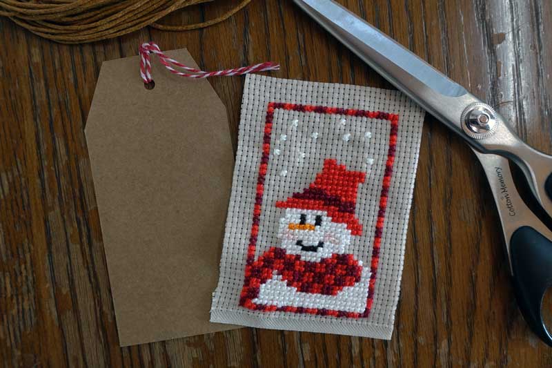 cross stitch gift tag materials