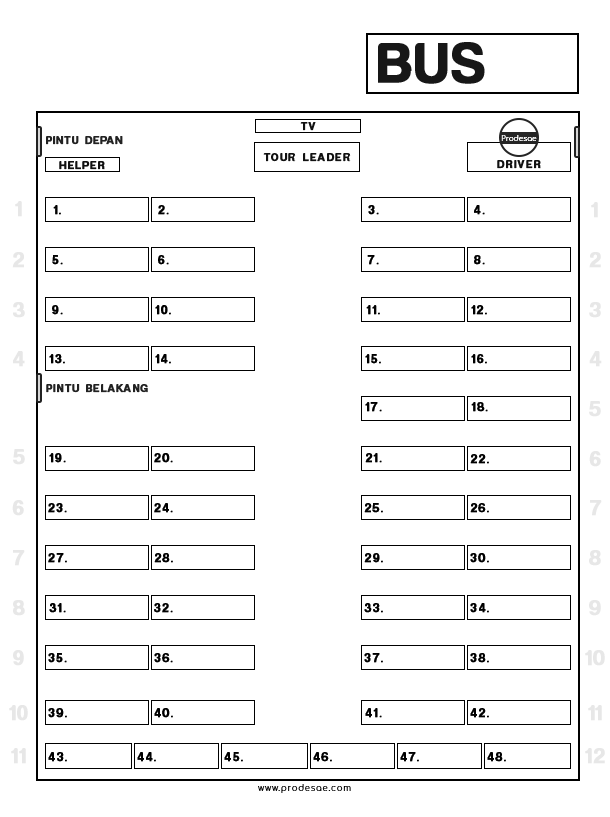 Download Denah Kursi Bus Pariwisata File JPG dan PNG