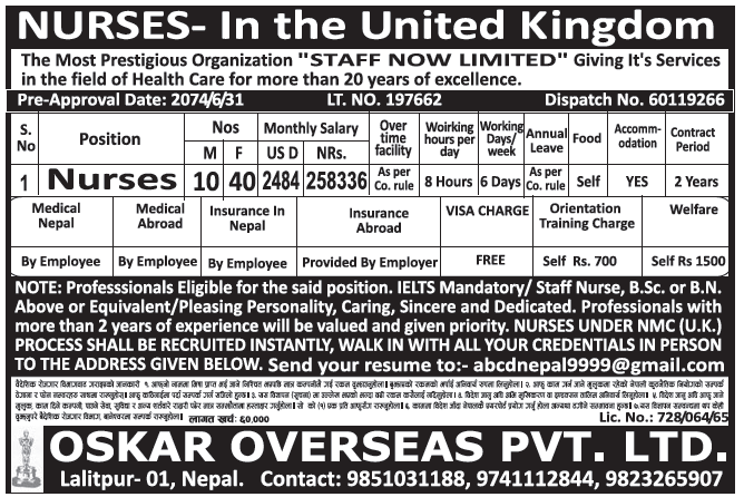 Jobs in UK for Nepali, Salary Rs 2,58,336