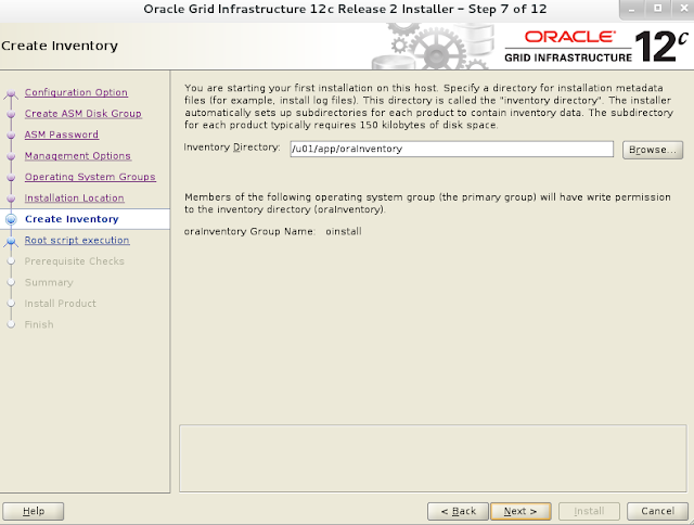 Oracle 12c grid infrastructure installation wizard screen 8