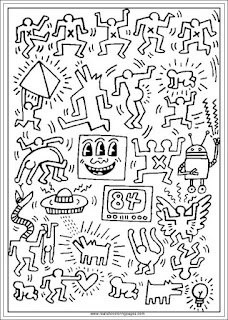 keith haring arts coloring pages for adults