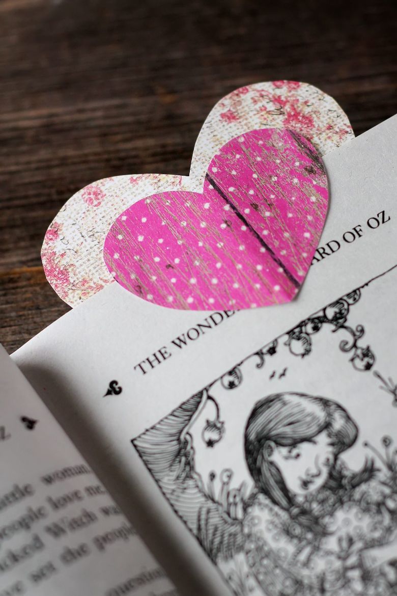 Homemade heart bookmarks for kids