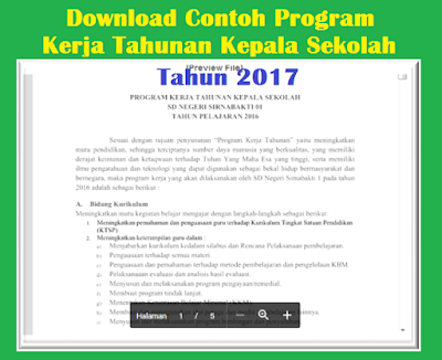 Download Contoh Program Kerja Tahunan Kepala Sekolah 2017