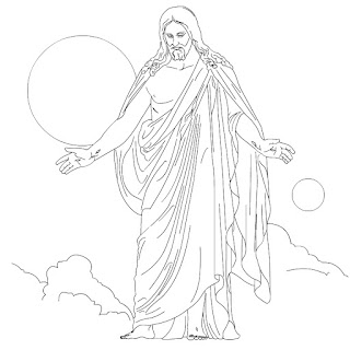 God Jesus Christ saving the world with his kindly hands as the savior free Christian religious coloring page download