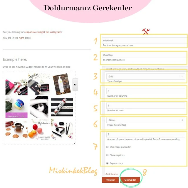 blog tuyolari bloga instagram ekleme hesaba link seklinde