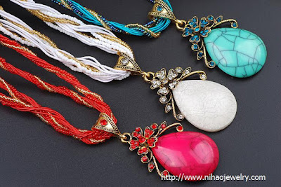 folk-custom alloy Inlaid stones necklace