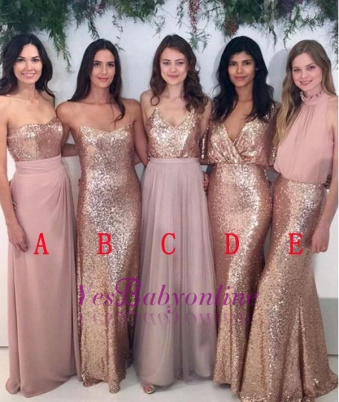 Mismatch Bridesmaid Dress,Sequin Bridesmaid Dresses,Chiffon Bridesmaid Dress- Factory price: US $129.00 