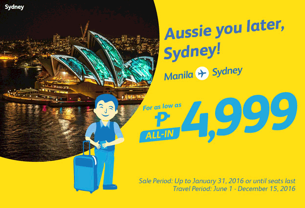 Cebu Pacific Manila to Sydney Promo 2016