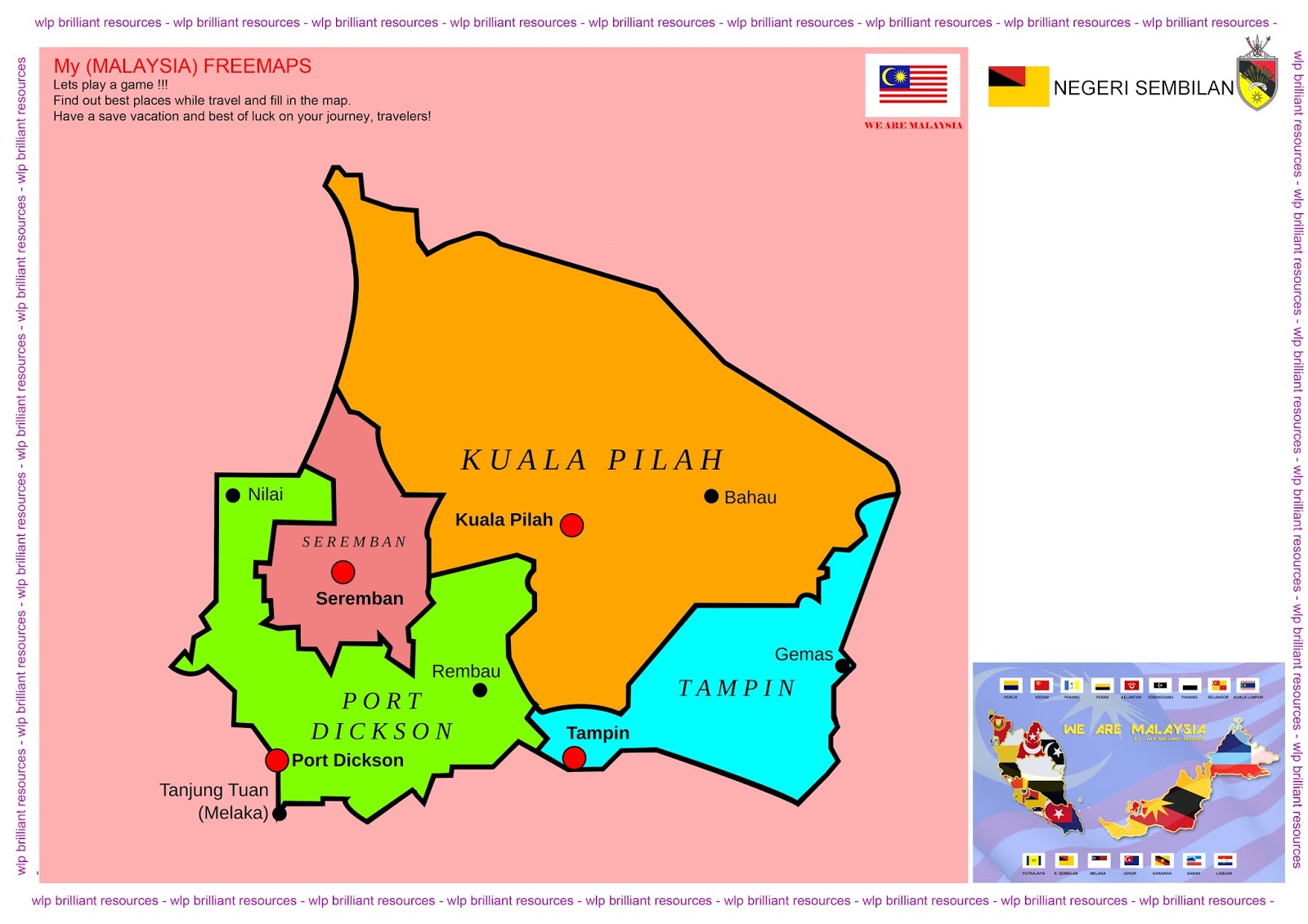 Free Download Negeri Sembilan Flag, Coat Of Arms and Map