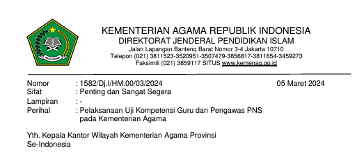 Pelaksanaan Uji Kompetensi Guru dan Pengawas PNS pada Kementerian Agama