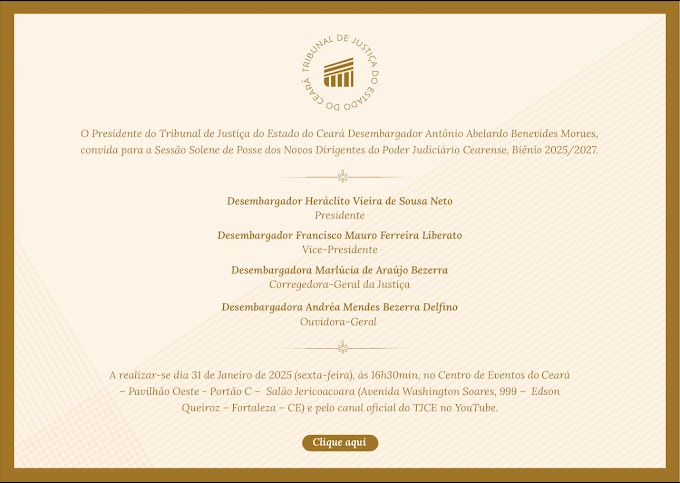 TJCE terá novo comando, a partir de sexta-feira, 31/1, e a sede será inaugurada nesta segunda, 27/1