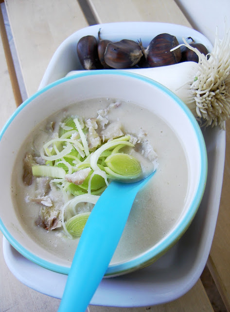 zuppa di porri, patate e castagne