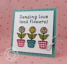 Sunny Studio Stamps: Backyard Bugs & Sweet Script Flower Pot Card by Elise Constable.