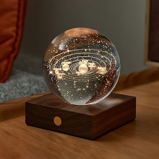 Gingko Design Amber 3D Crystal Ball Light (Solar System design)