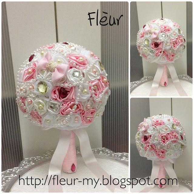 Pink and White Handmade bouquet by Fleur