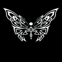 Tribal Butterfly White In Black Design