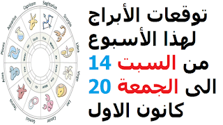 توقعات الأبراج لهذا الأسبوع من السبت 14 الى الجمعة 20 كانون الاول ديسمبر 2019    