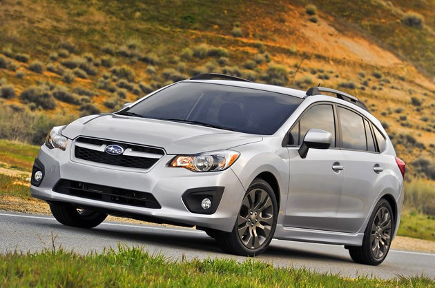 Front 3/4 view of 2012 Subaru Impreza on rural road