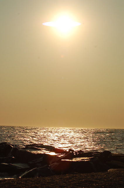 Sunset at beach with sundog