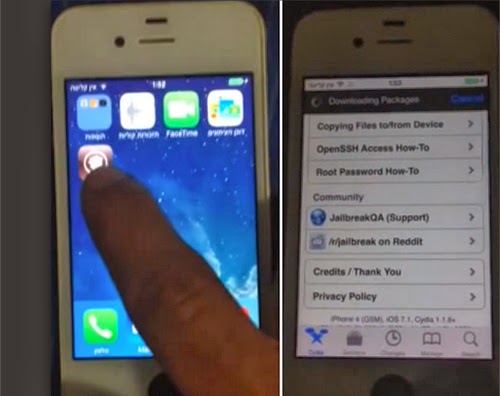 jailbreak iPhone 4 chạy iOS 7.1 thành công