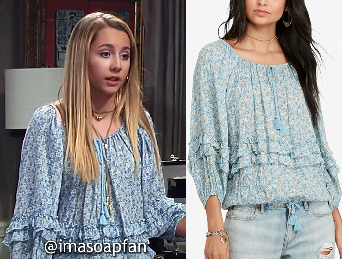 Josslyn Jacks, Eden McCoy, Blue Floral Peasant Top, Denim & Supply Ralph Lauren, General Hospital, GH