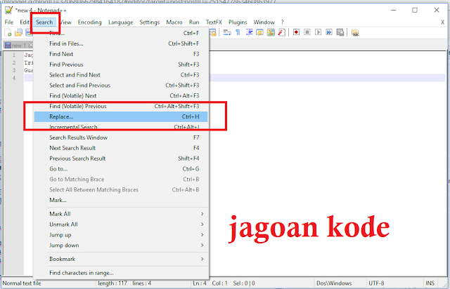  Halo sobat sekalian sehabis sekian usang vakum untuk menulis artikel kali ini admin menyem Cara Menyisipkan Tanda Baca Atau Huruf Pada Akhir Setiap Baris Kalimat Dengan Notepad++