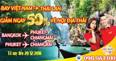 bán vé khuyến mãi vietjet air giảm 50 % giá vé đi thái lan