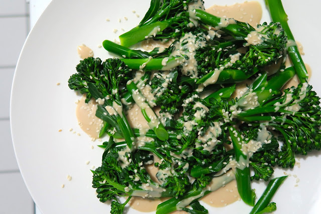 broccolini with sweet tahini dressing | salt sugar and i