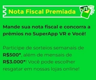 Cadastrar na Promoção VR 2023 Nota Fiscal Premiada