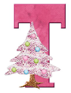 Alfabeto Navideño en Rosa con Árbol de Navidad.