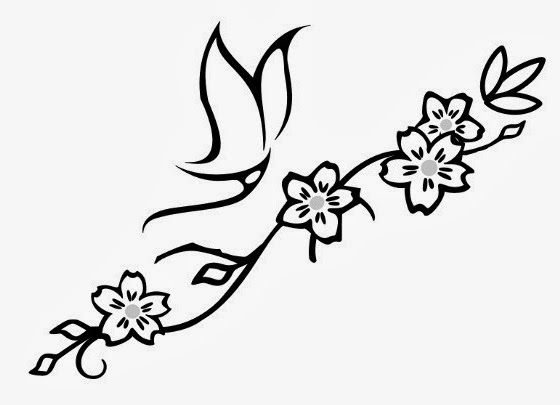 Butterfly with flowers tattoo stencil 25 (click for full size)