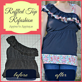 Ruffled Top Refashion | Apples to Applique #sewing