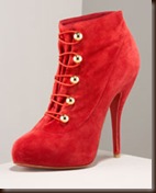 Christian Louboutin red suede shootie