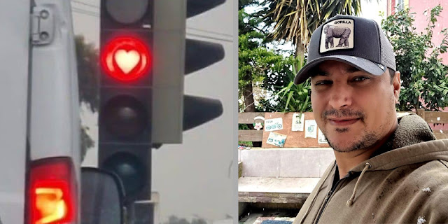 Man who pasted heart shaped sticker on traffic light speaks about his reason for doing it 