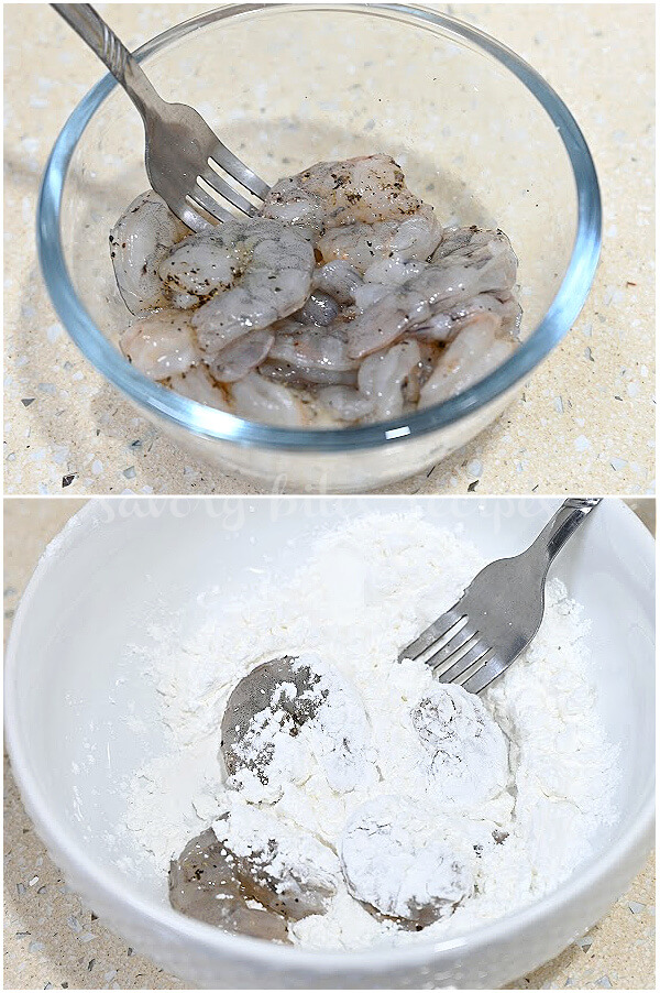 marinate shrimp and coat with cornstarch