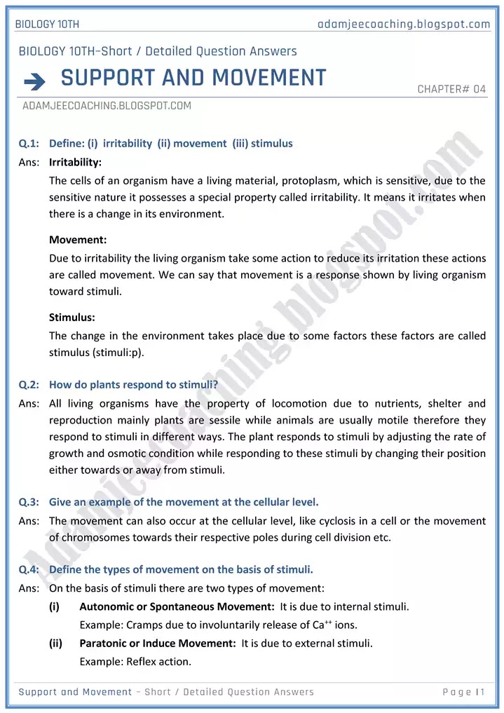 support-and-movement-short-and-detailed-answer-questions-biology-10th