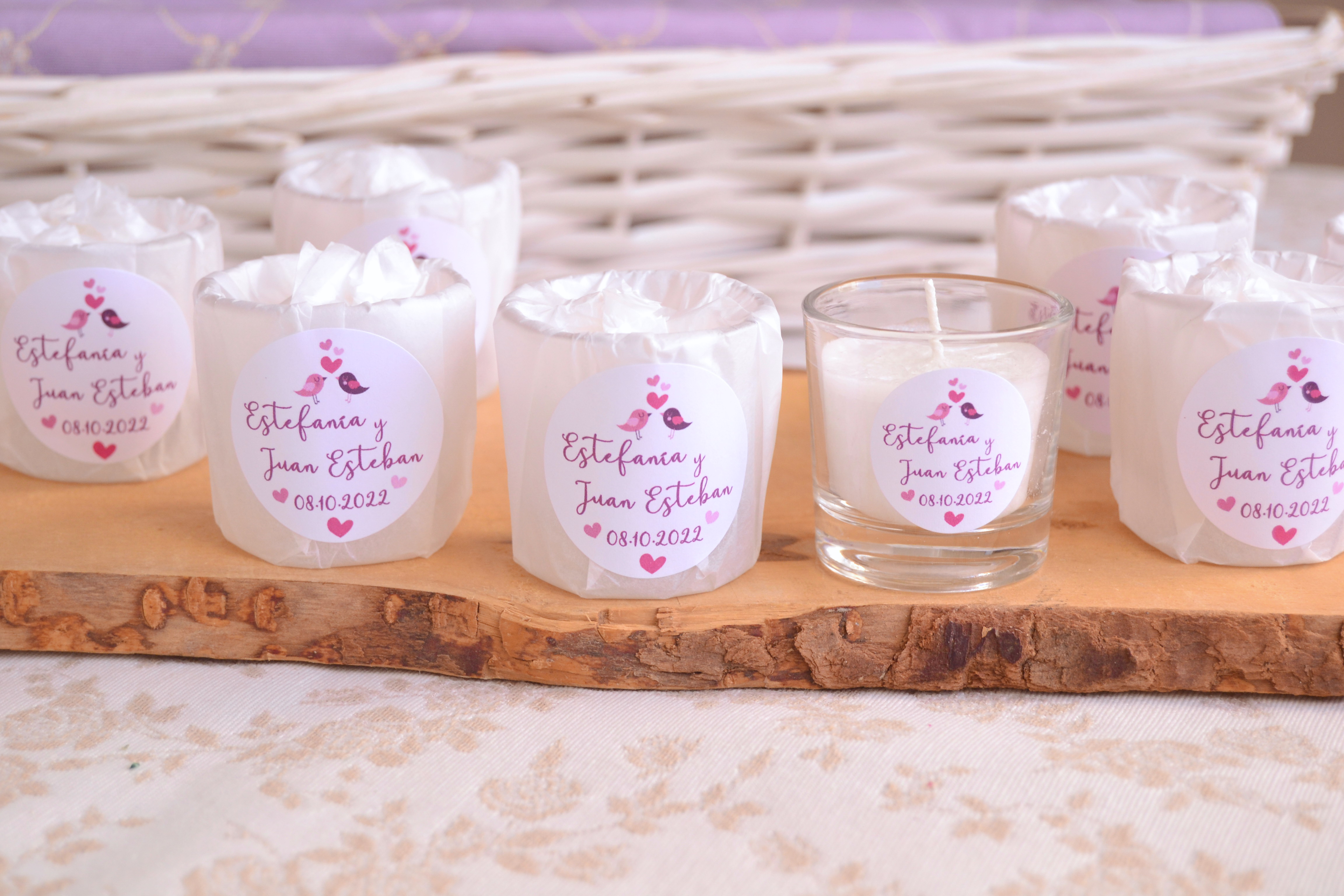 Detalles para boda de velas personalizadas