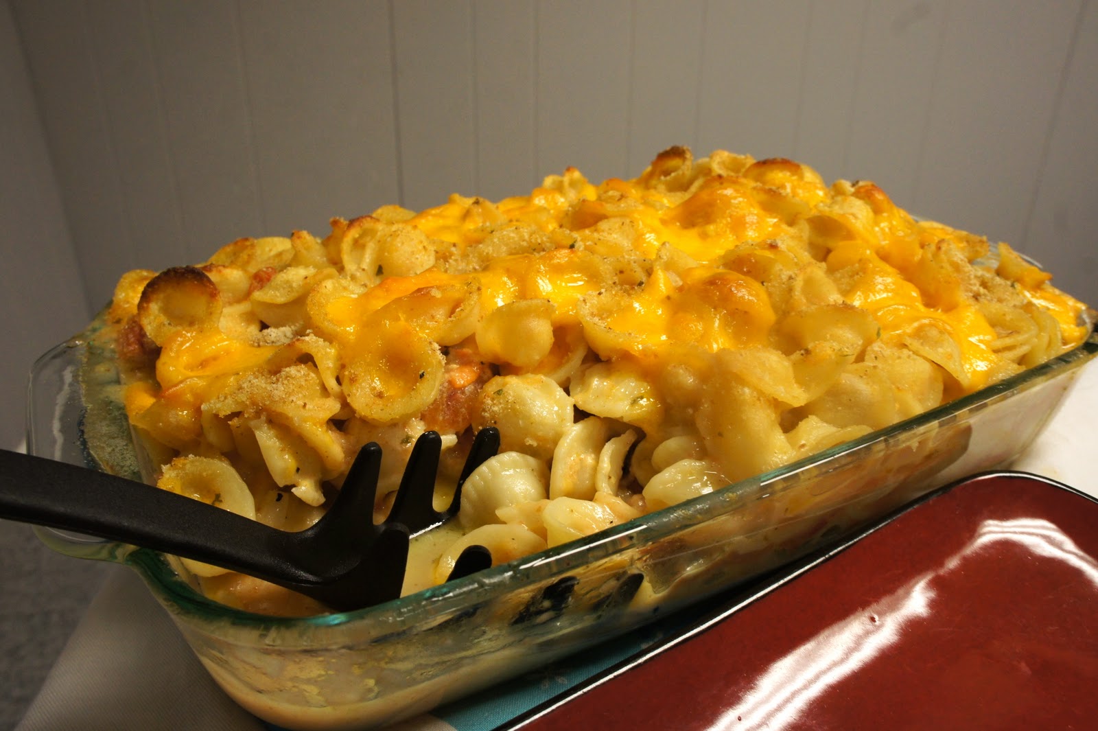 Table for Two.: Baked Macaroni and Cheese with Stewed Tomatoes