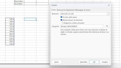 Menu tendina LibreOffice Calc