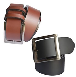  29K Black Brown Pure Leather Pin-Hole Buckle Belt