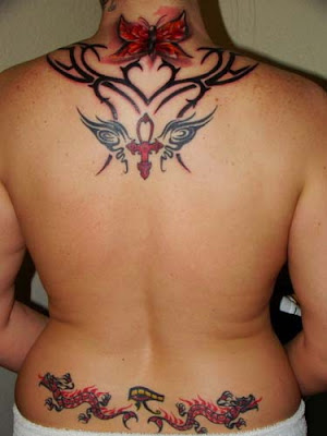 Label: butterfly with small dragon tattoo